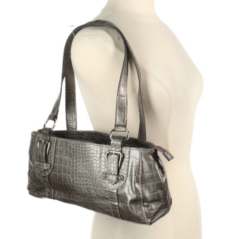 Croft & Barrow silver grey crocodile shoulder bag